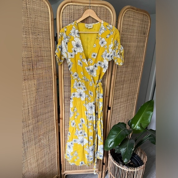 Cleobella Myra Wrap Dress in Yellow - Picture 3 of 8